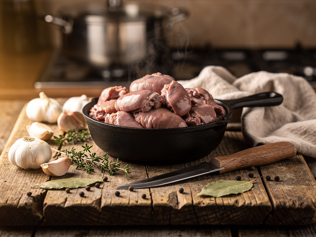 cuisson des gésiers de volaille crus