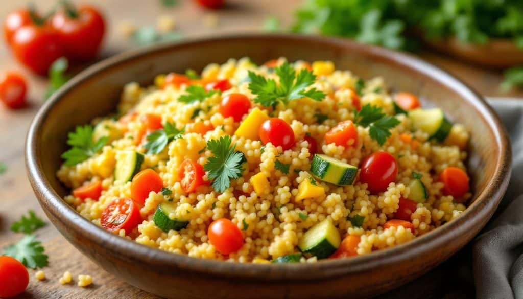 découvrez notre recette facile et rapide de couscous végétarien aux légumes de saison, pleine de saveurs et de fraîcheur pour un repas sain et gourmand.
