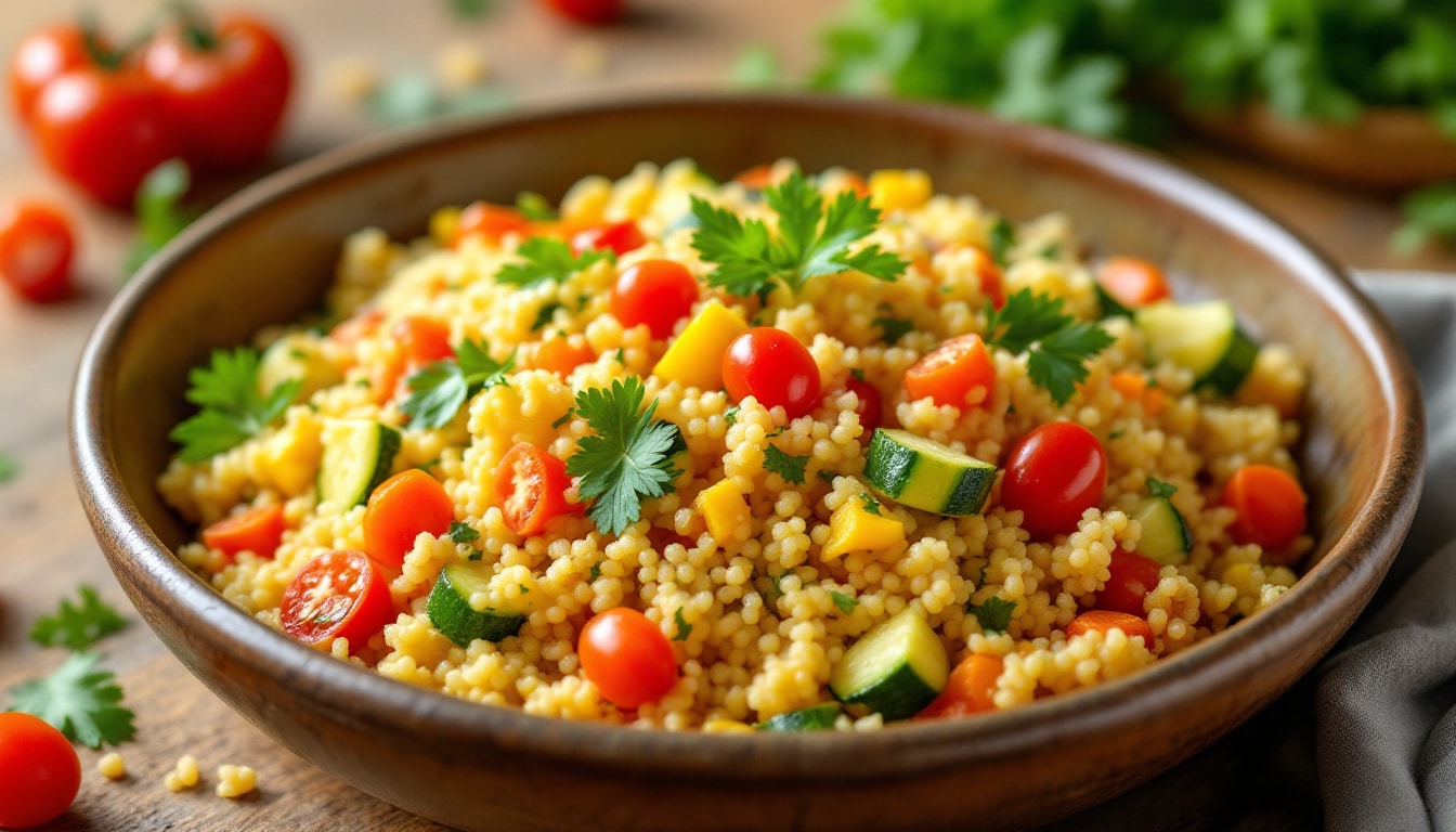 découvrez notre recette facile et rapide de couscous végétarien aux légumes de saison, pleine de saveurs et de fraîcheur pour un repas sain et gourmand.