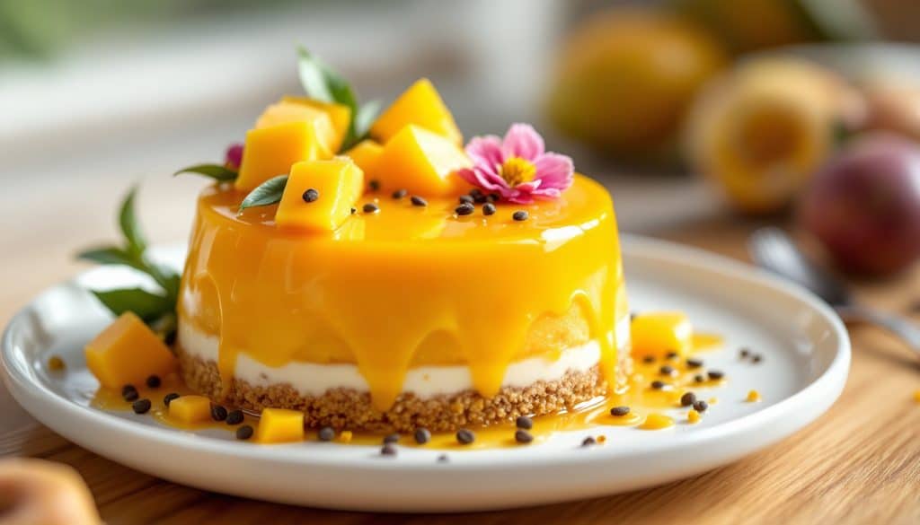 découvrez notre recette facile et gourmande d'entremet mangue passion, un dessert exotique et rafraîchissant parfait pour toutes les occasions.