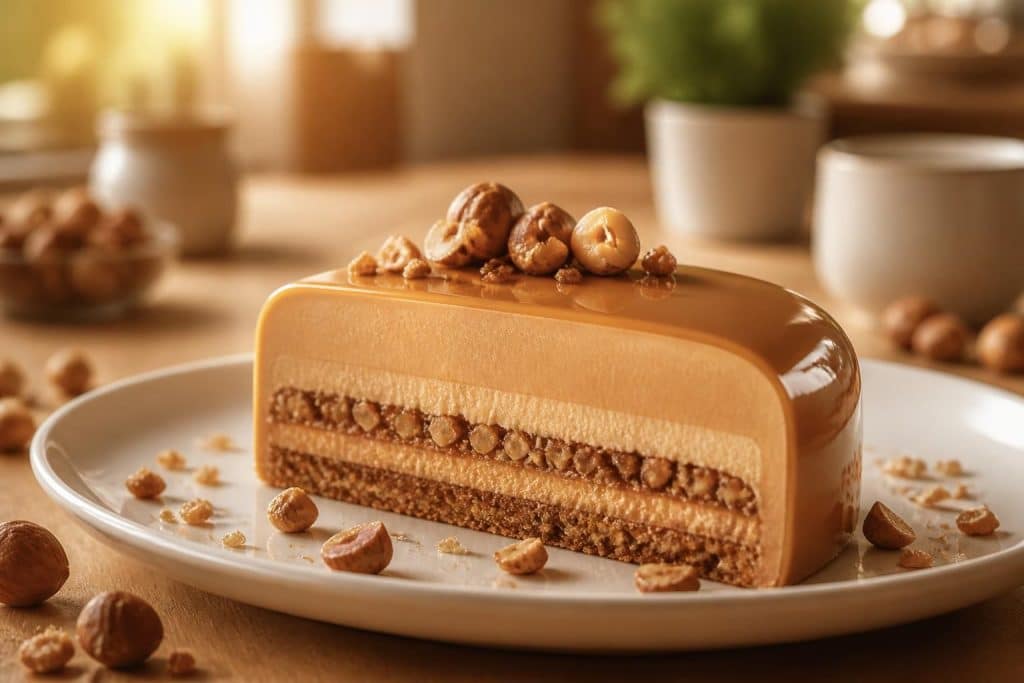 découvrez notre recette facile et gourmande d'entremet praliné noisette, un dessert irrésistible alliant douceur et croquant pour toutes les occasions.