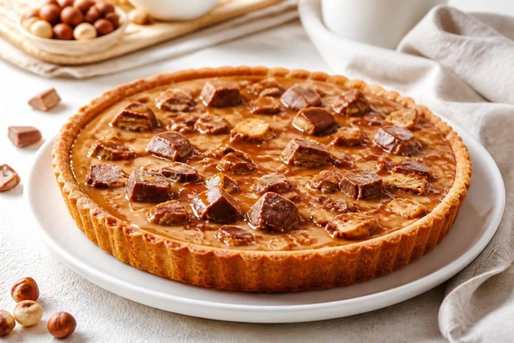 découvrez notre recette facile et gourmande de tarte au daim, parfaite pour régaler petits et grands avec son délicieux mélange de caramel et chocolat.