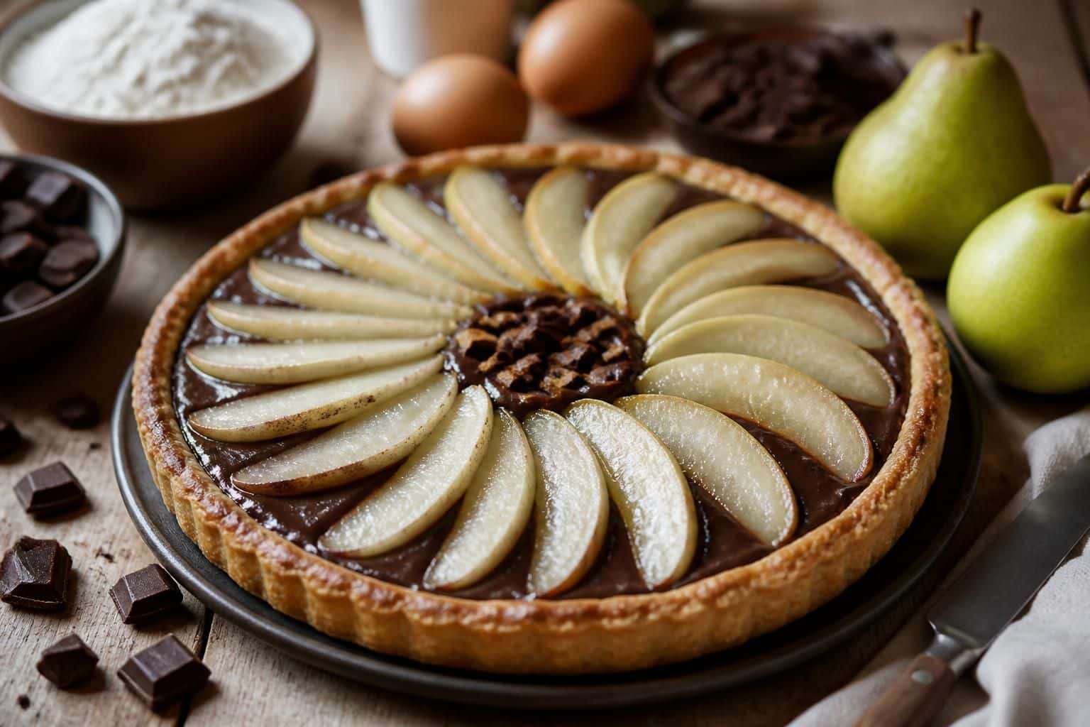 découvrez une recette facile et gourmande de tarte poire chocolat, parfaite pour régaler vos papilles avec un dessert fruité et chocolaté maison.