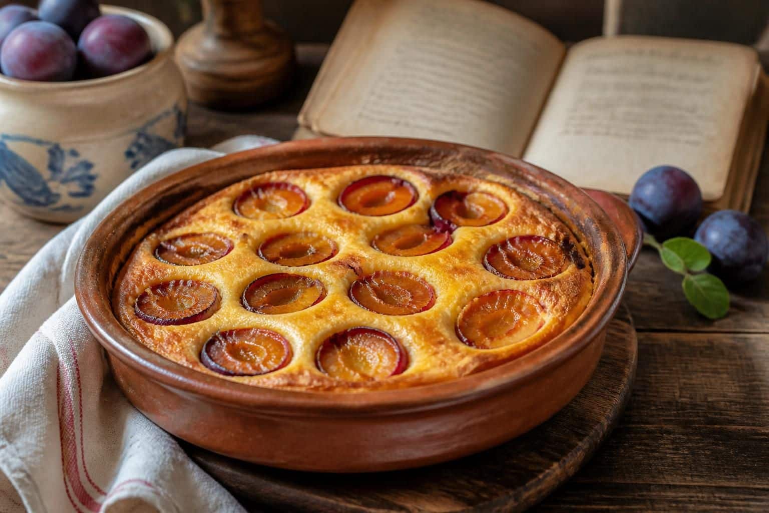 découvrez la recette traditionnelle et facile du clafoutis aux prunes de grand-mère, un dessert gourmand et authentique à savourer en famille.