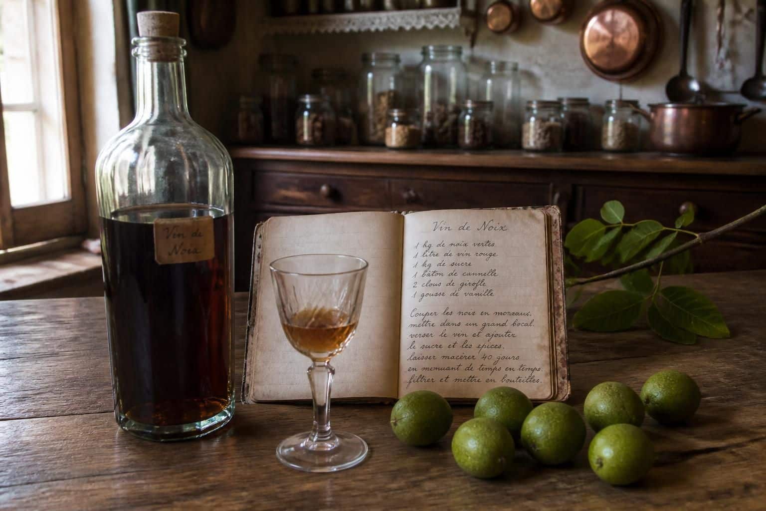 découvrez une recette grand-mère facile et authentique pour préparer votre vin de noix maison, un apéritif traditionnel savoureux à partager en famille.