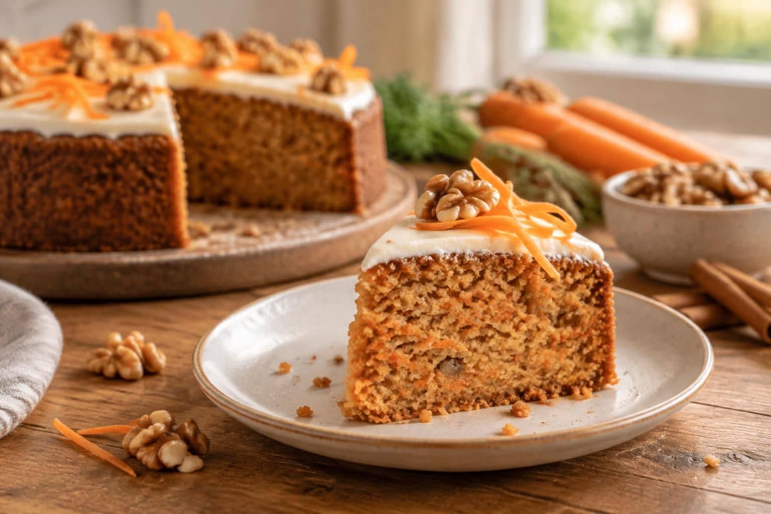 découvrez un carrot cake healthy, moelleux et gourmand, préparé sans sucre ajouté pour une pause légère et savoureuse.