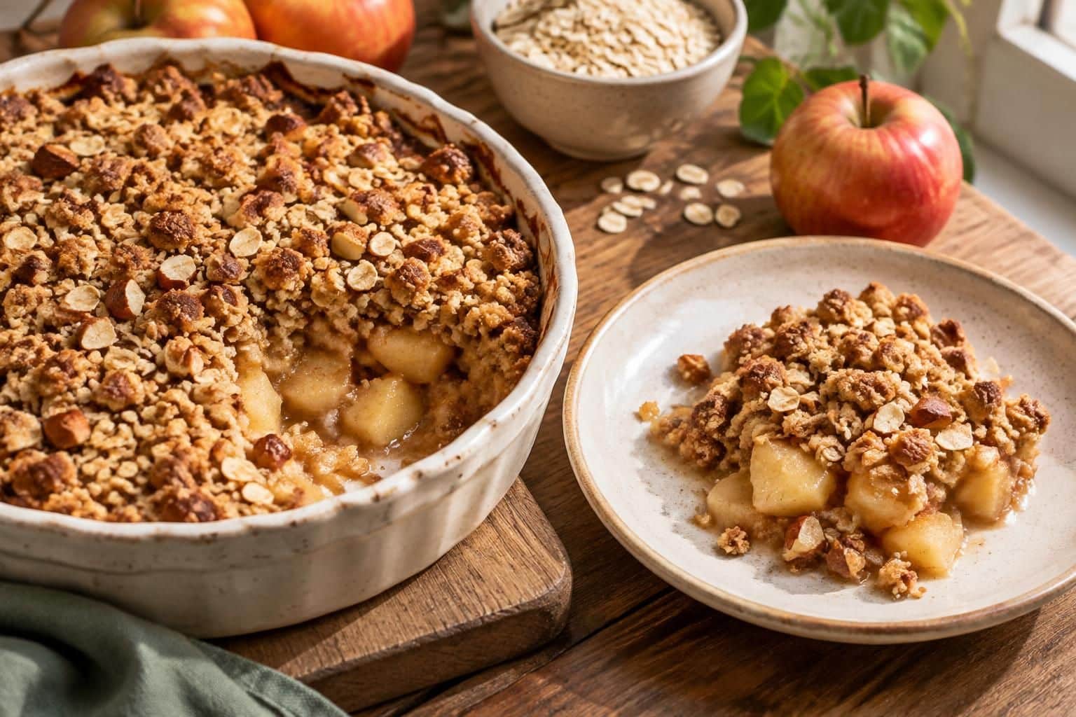 découvrez une recette facile et rapide de crumble healthy aux pommes, sans sucre ajouté : un dessert gourmand, léger et plein de saveurs.