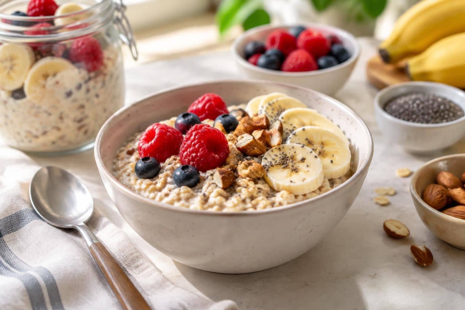 préparez un overnight porridge facile et rapide la veille pour savourer au réveil un petit-déjeuner sain, gourmand et personnalisable.