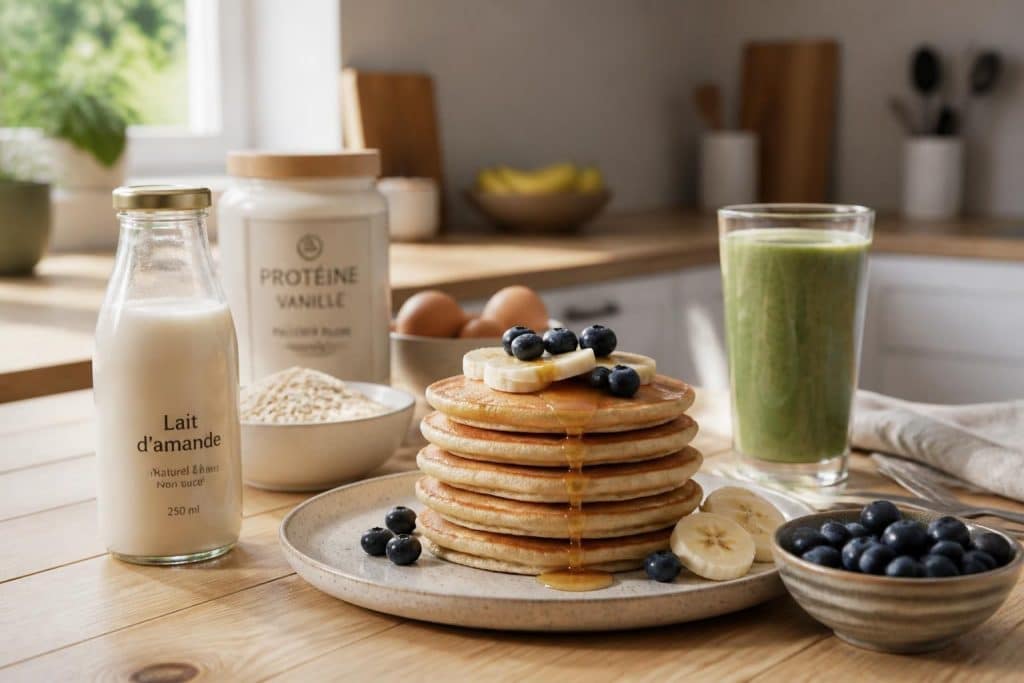 découvrez notre recette rapide et saine de pancakes protéinés maison, idéale pour un petit-déjeuner nutritif et énergétique.