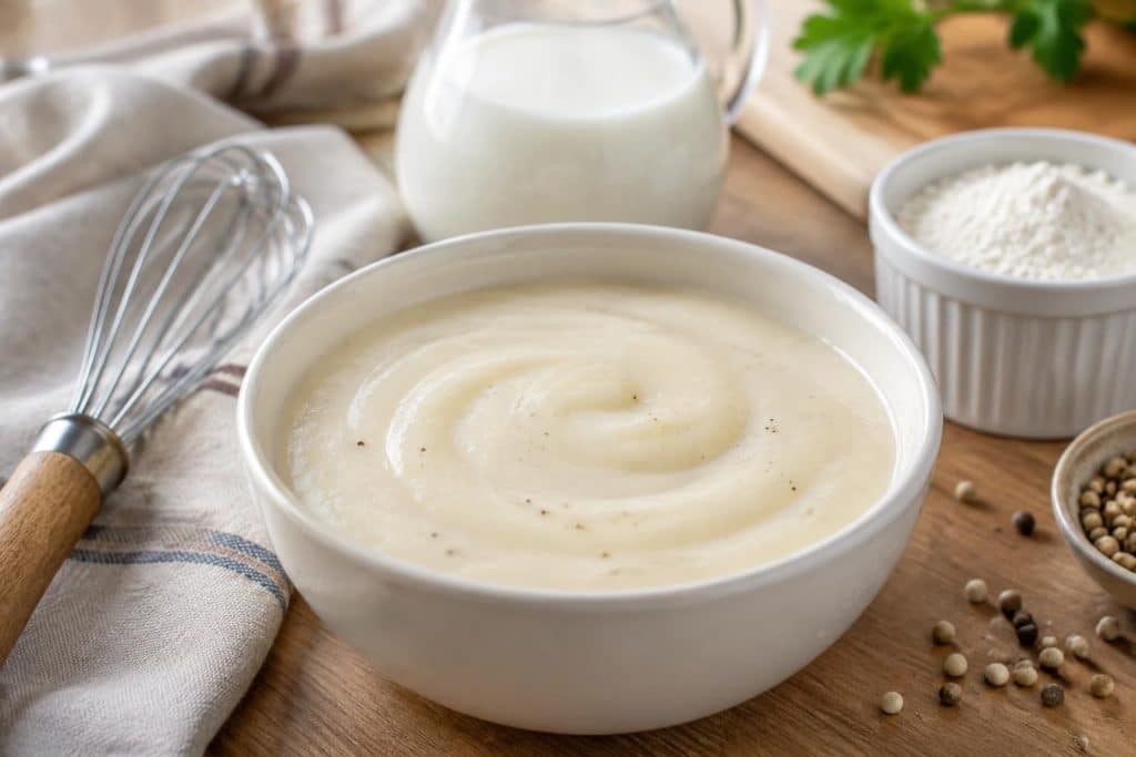 découvrez une béchamel healthy, légère et sans beurre, prête facilement et rapidement pour accompagner vos plats préférés.