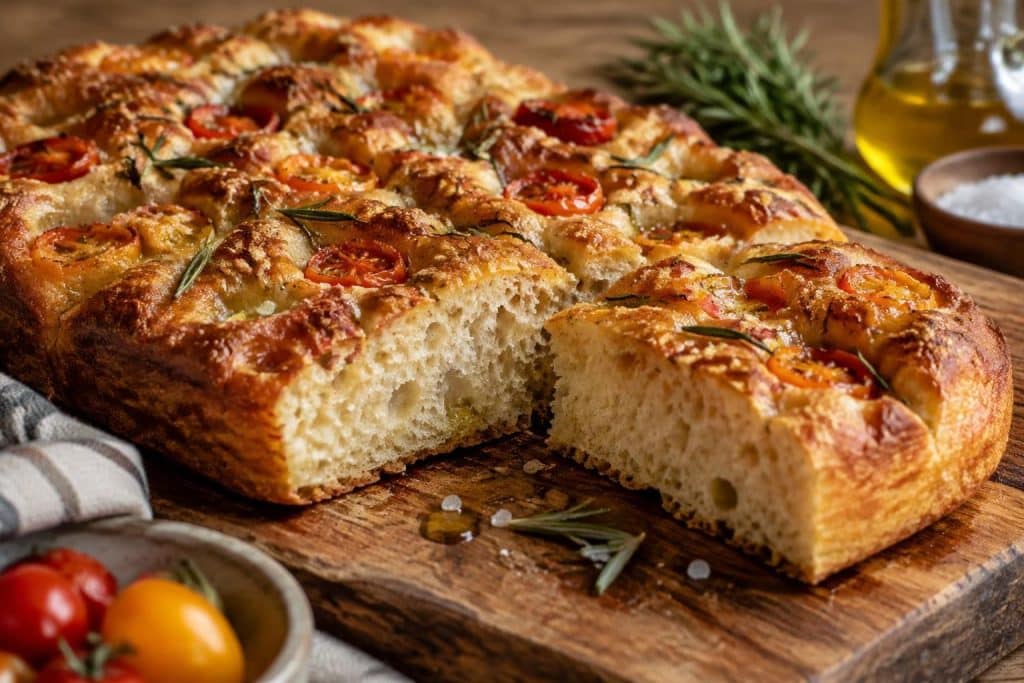 découvrez la recette de focaccia de cyril lignac : une pâte moelleuse à cœur, dorée et croustillante à l’extérieur, parfaite à partager.
