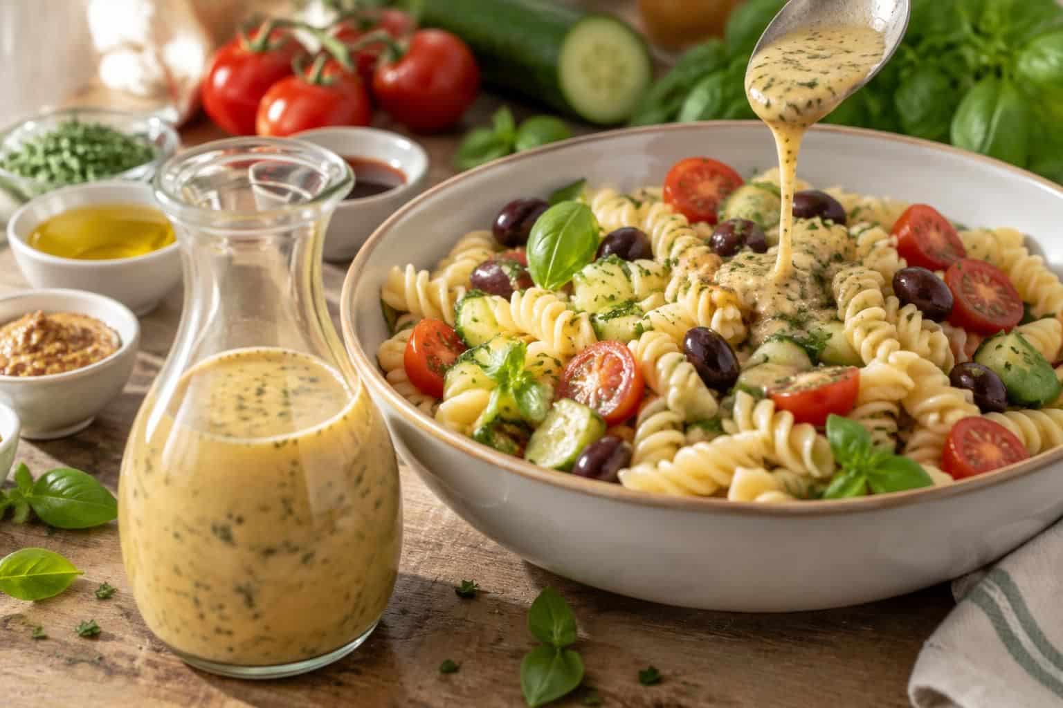 préparez une sauce maison facile et rapide pour vos salades de pâtes : une recette savoureuse, idéale pour un repas frais et gourmand.